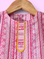 Girls Pink Stripe Kantha Style Barbie-core Farshi Salwar Suit