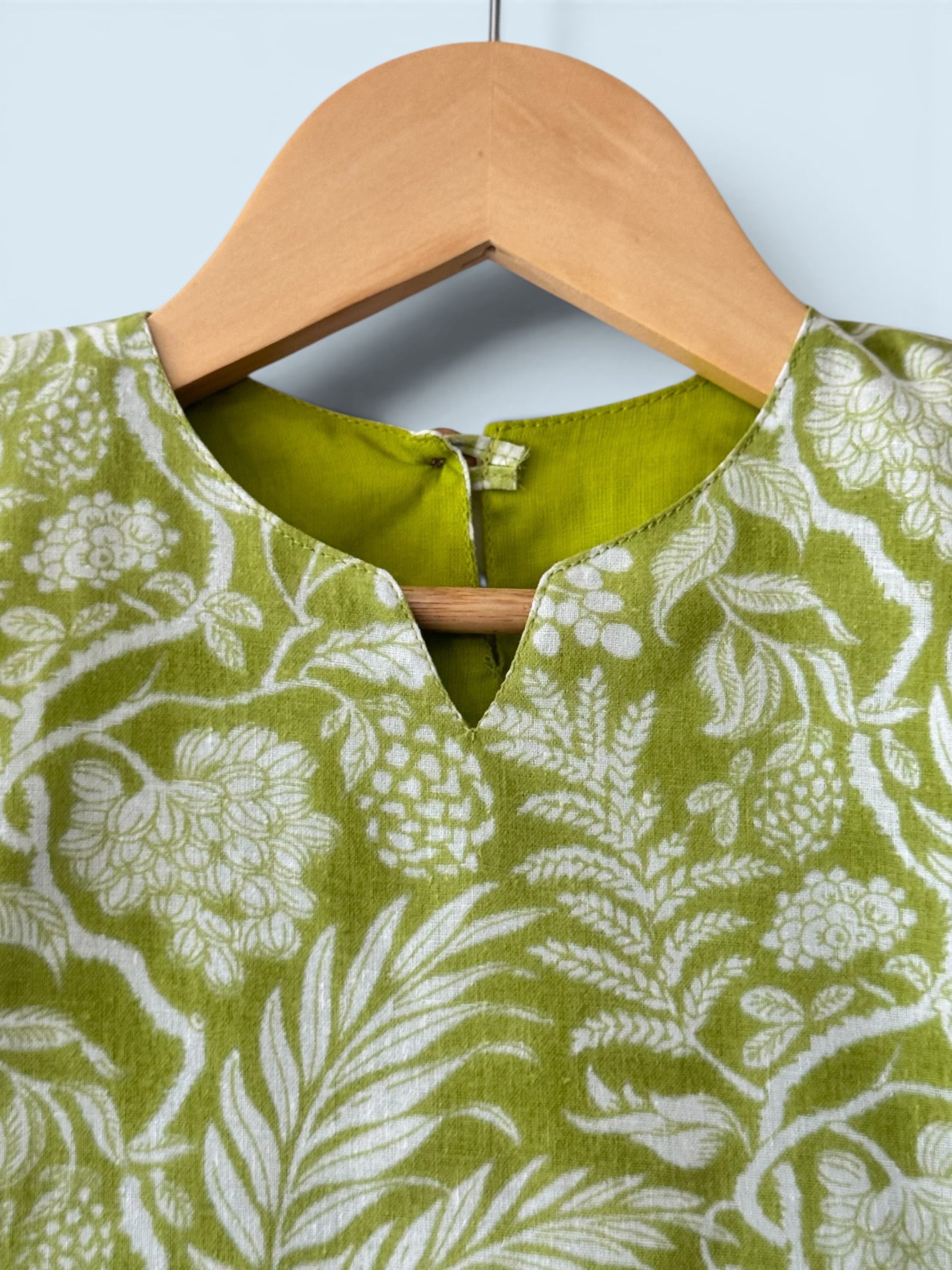 Girls Botanical Print Cotton Kurti & Kalidar Palazzo Set