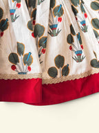 Girls Pure Cotton off-white digital floral print Angrakha dress