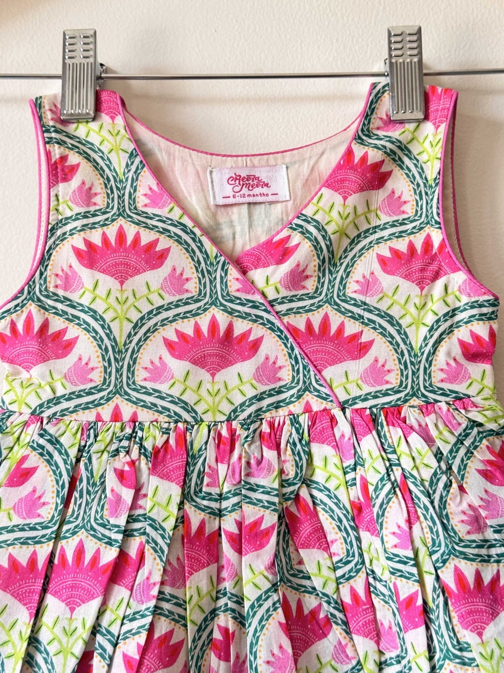 Pink Lotus Motif Cotton Dress
