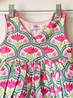 Pink Lotus Motif Cotton Dress