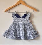 Blue Floral Mul-Mul Tiered Dress