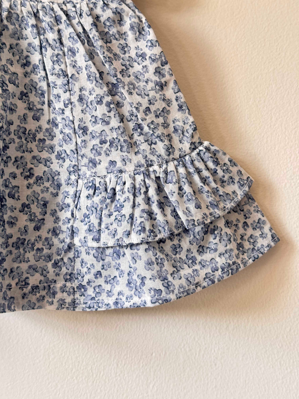 Blue Floral Mul-Mul Tiered Dress