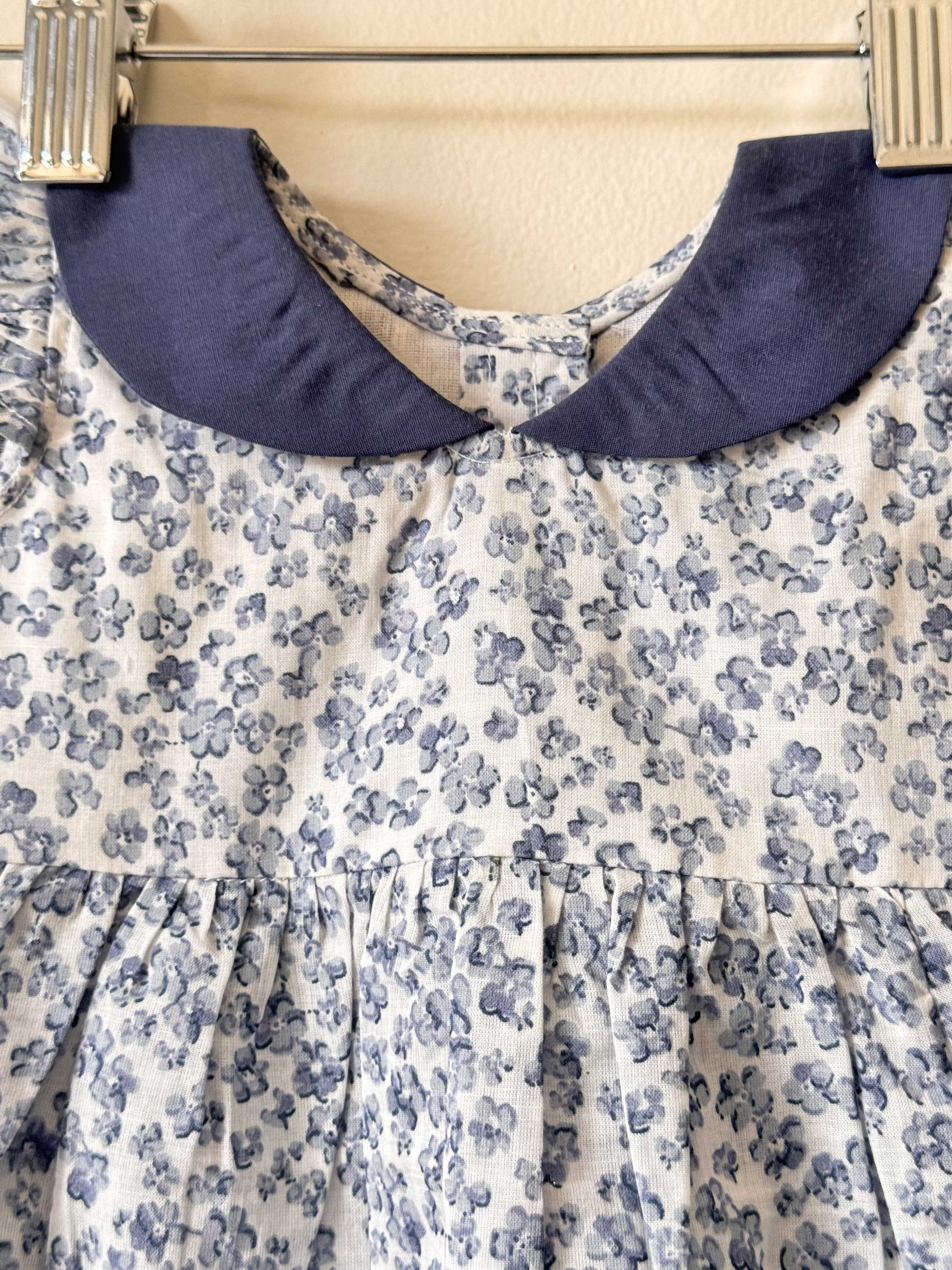 Blue Floral Mul-Mul Tiered Dress