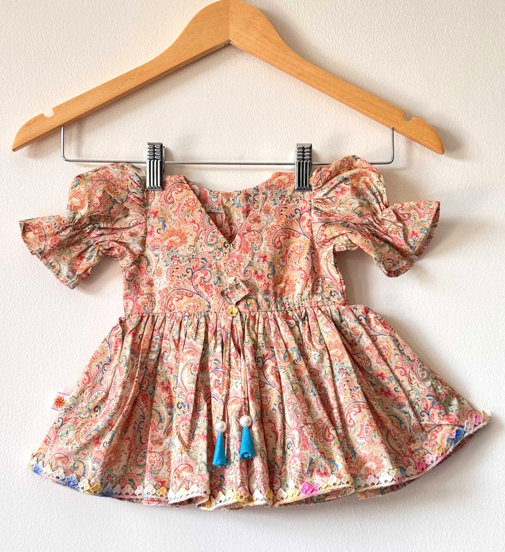 Baby Girl Paisley Puffed Sleeve Dress