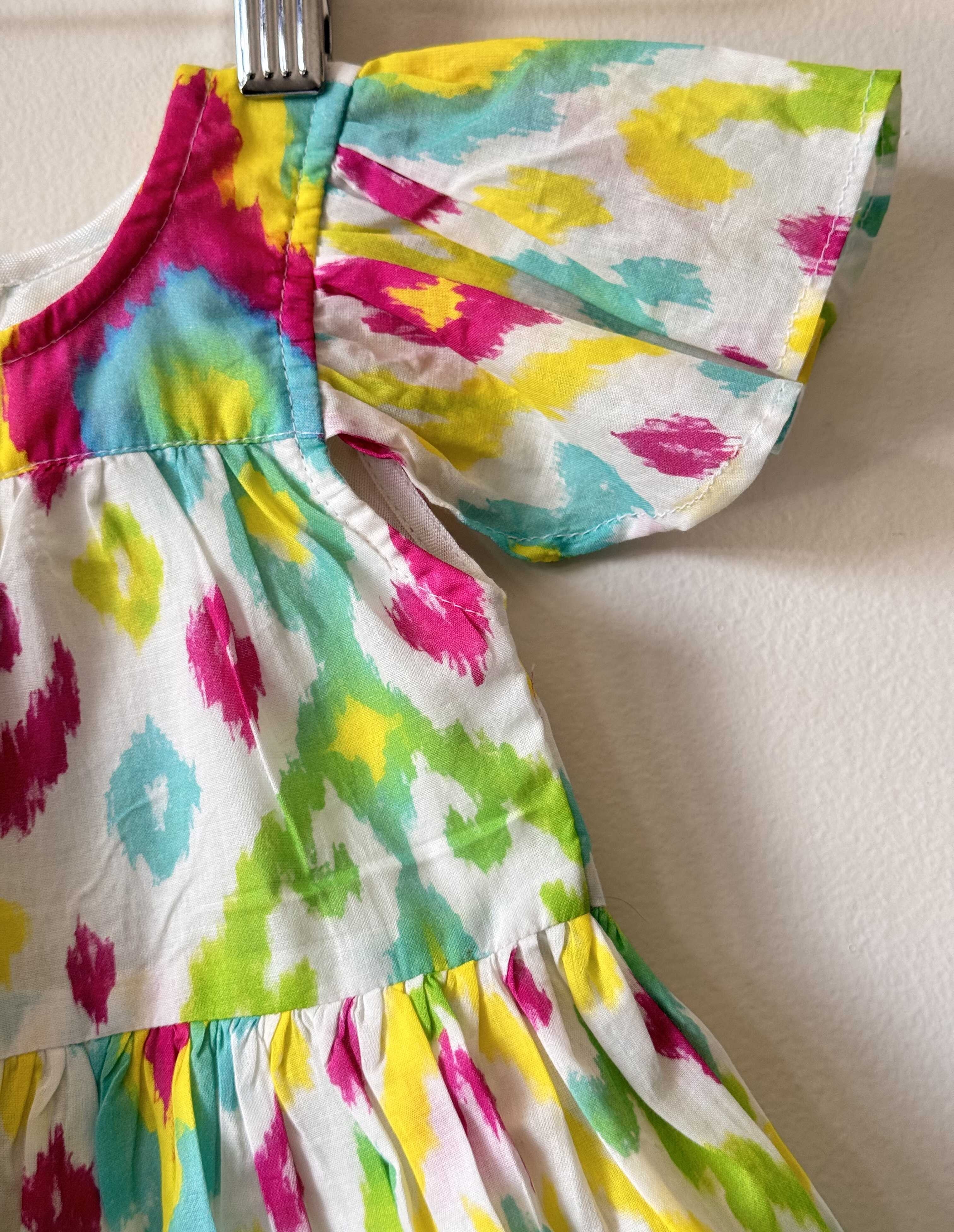 Multi Colour Tie-Dye Tiered Dress