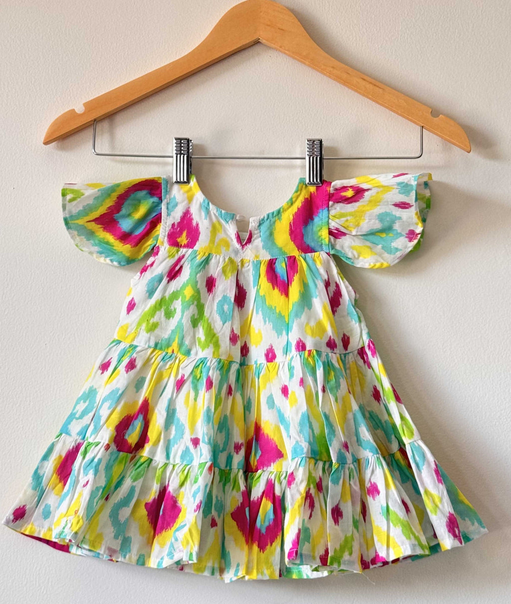 Multi Colour Tie-Dye Tiered Dress