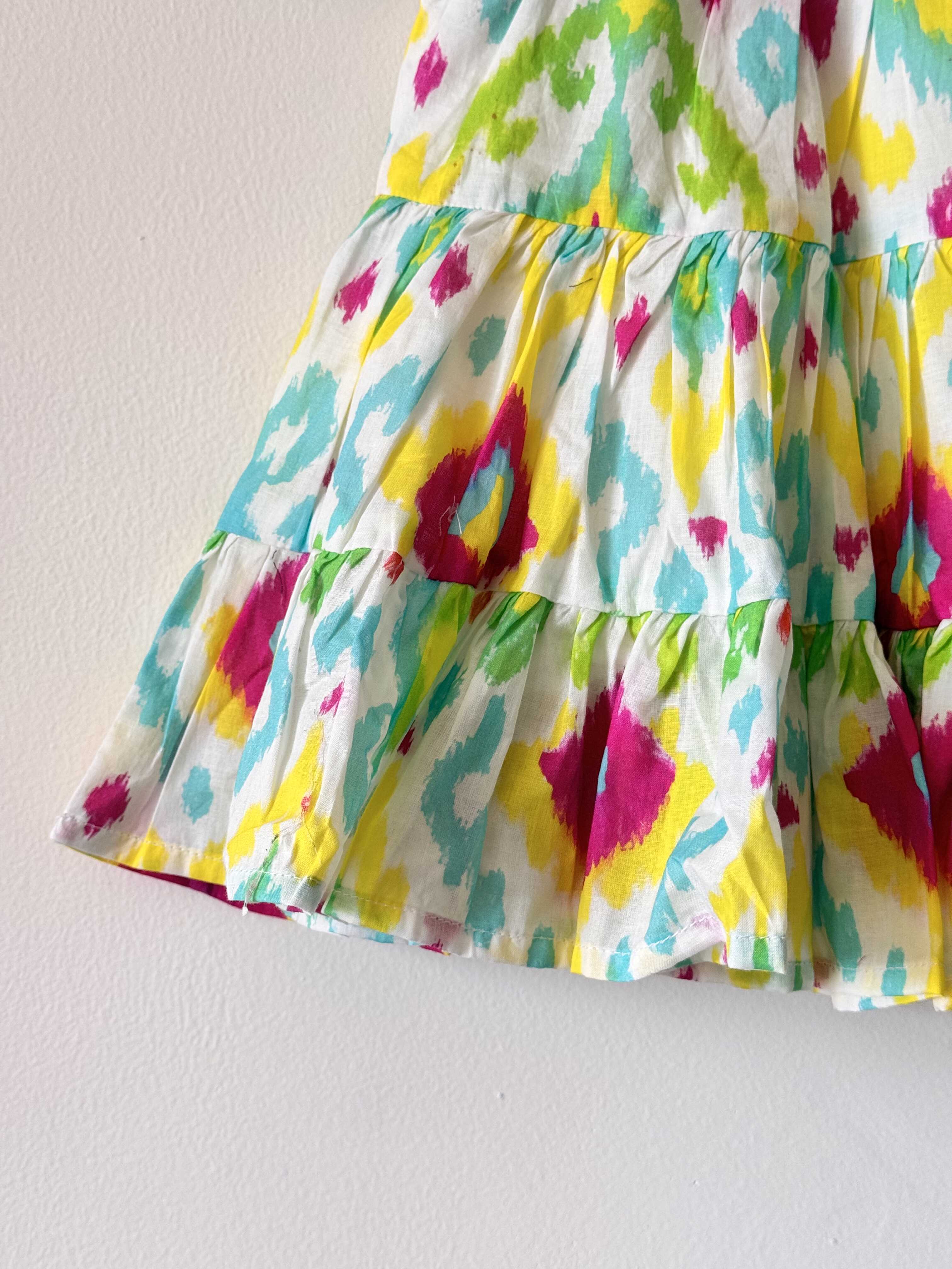 Multi Colour Tie-Dye Tiered Dress