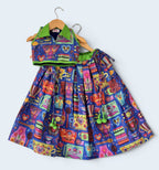 Cute Motif Printed lehenga Choli set with Contrast Collar