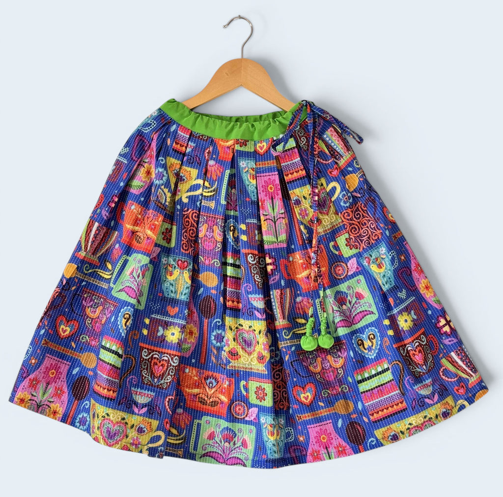 Cute Motif Printed lehenga Choli set with Contrast Collar