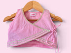 Girls Baby Pink & Grace Blue Chanderi Lehenga Set