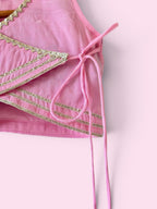Girls Baby Pink & Grace Blue Chanderi Lehenga Set