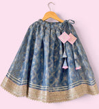 Girls Baby Pink & Grace Blue Chanderi Lehenga Set