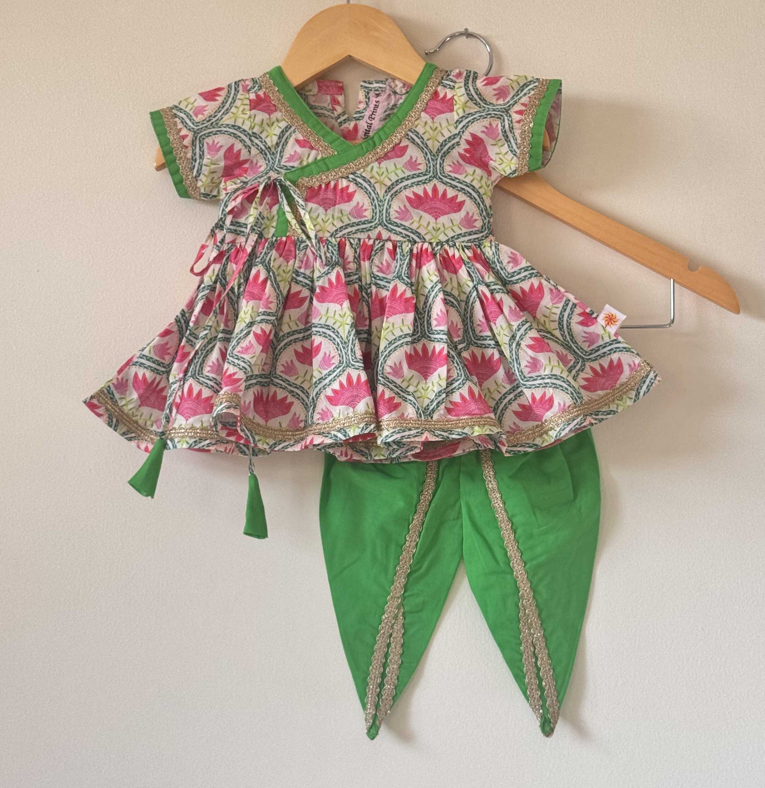 Baby Girl Floral printed Dhoti Set