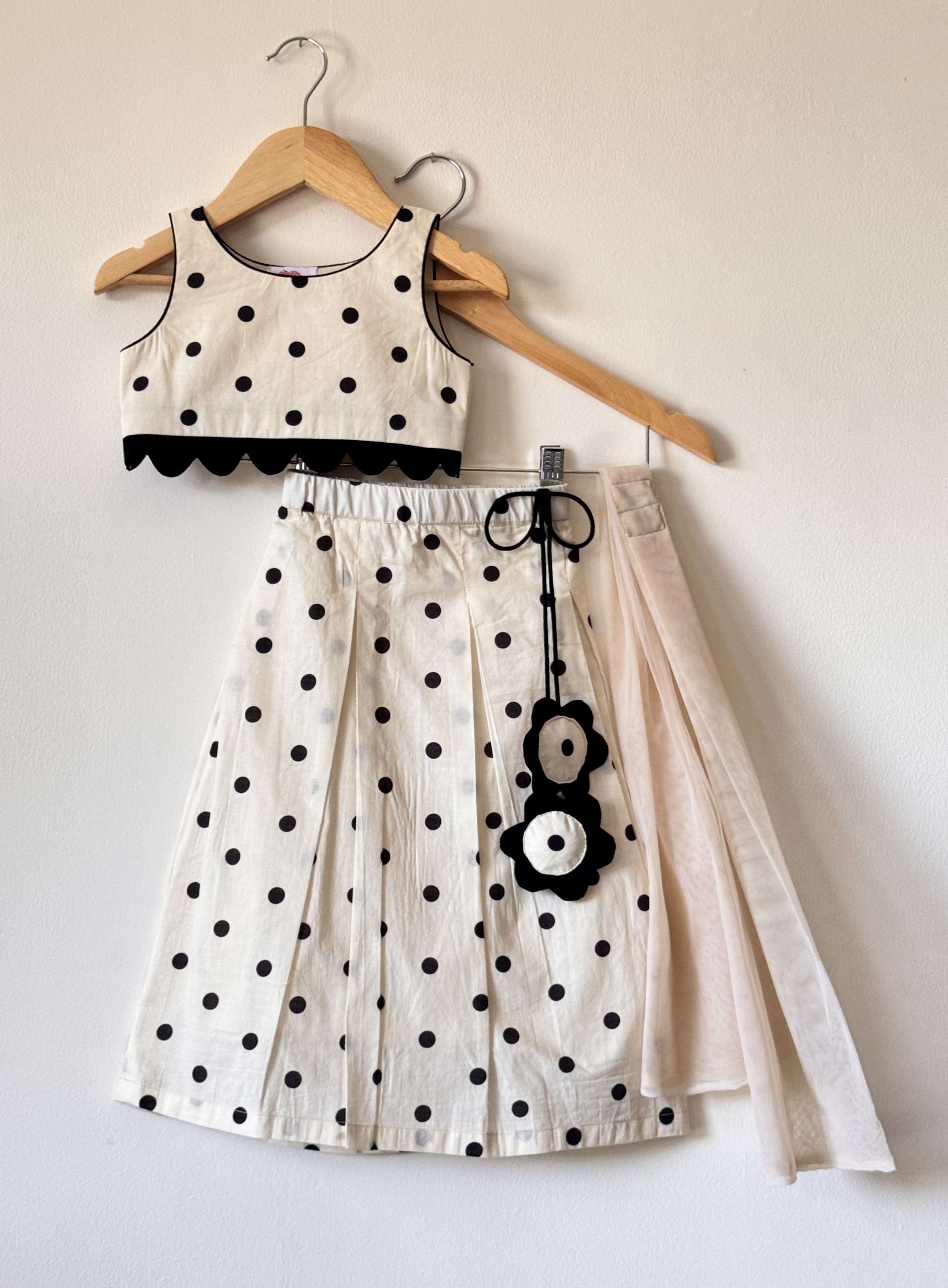 Cute Polka Dot Lehenga Choli Set