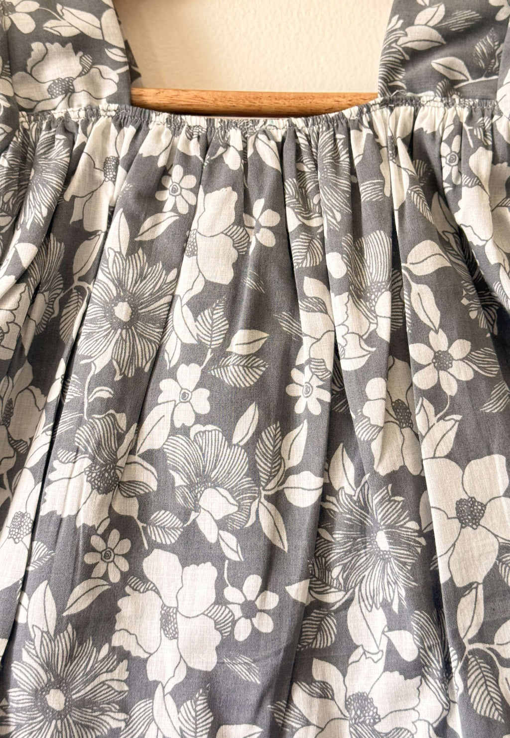 Grey Pure Cotton Floral Print Dress