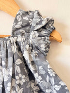 Grey Pure Cotton Floral Print Dress