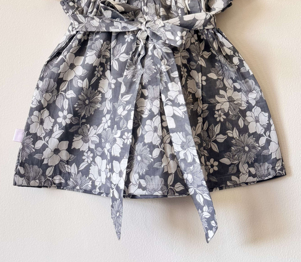 Grey Pure Cotton Floral Print Dress