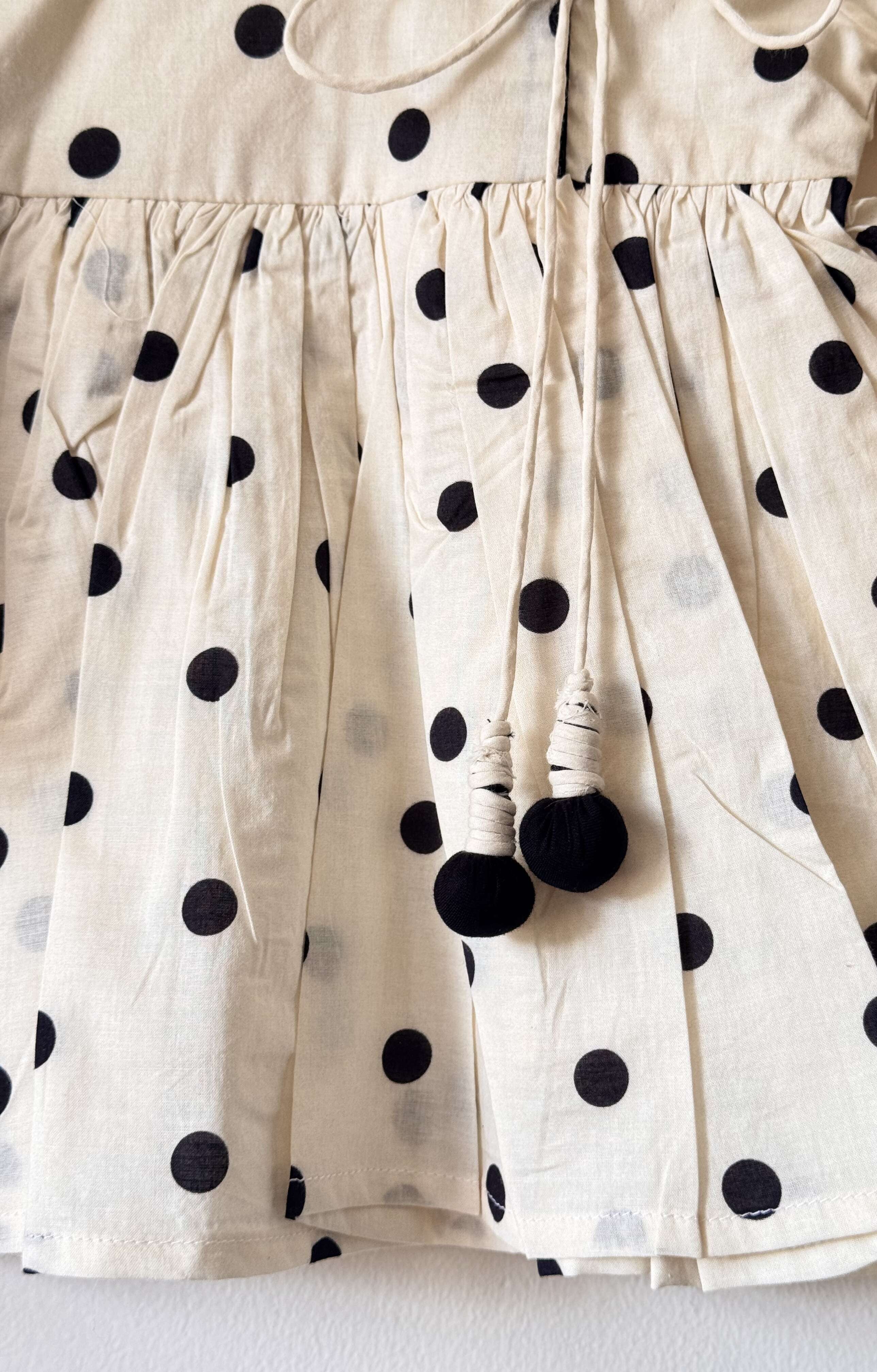 Pure Cotton Polka Dot Angrakha Kurti Set