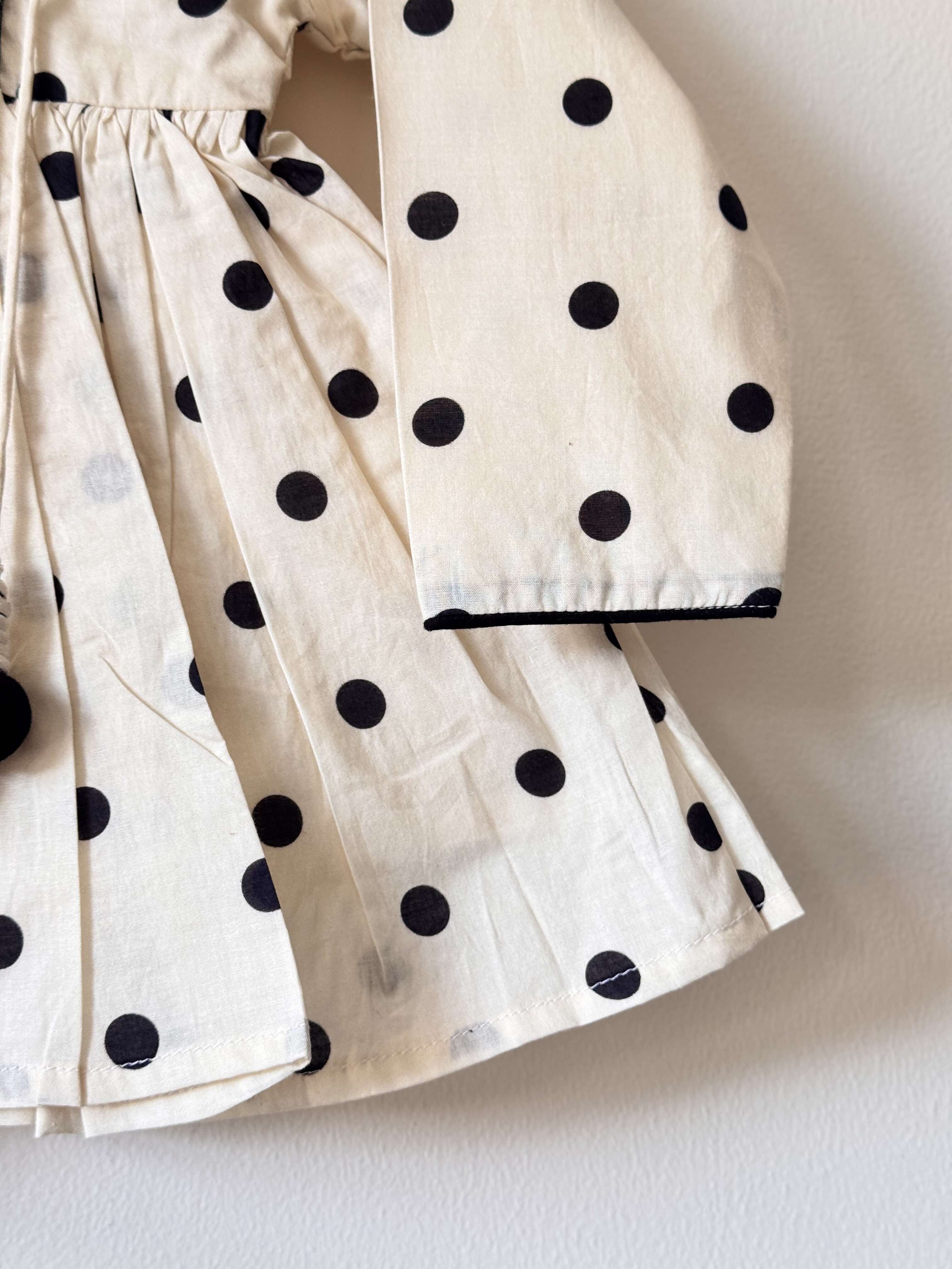 Pure Cotton Polka Dot Angrakha Kurti Set