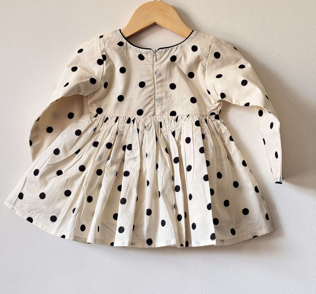 Pure Cotton Polka Dot Angrakha Kurti Set