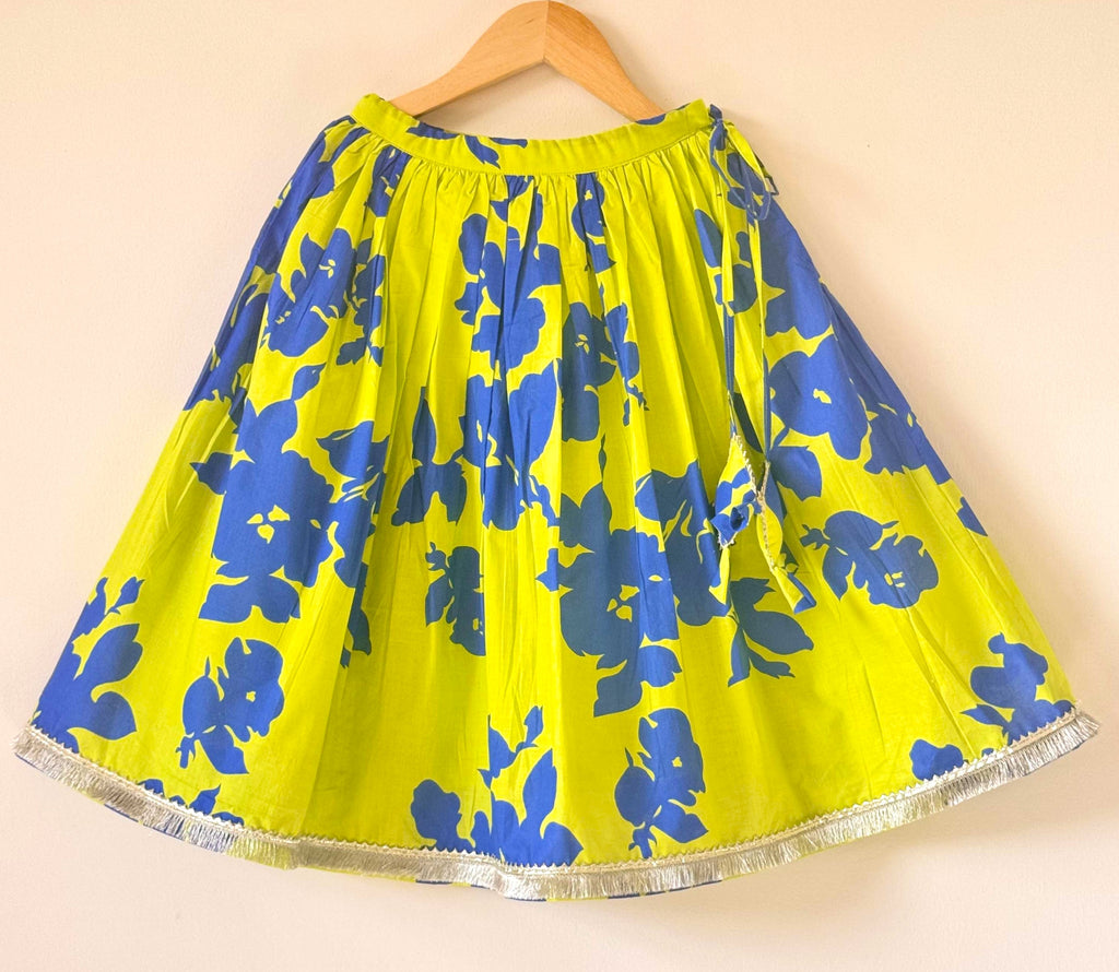 Cotton Printed Green lehenga choli set with dupatta.