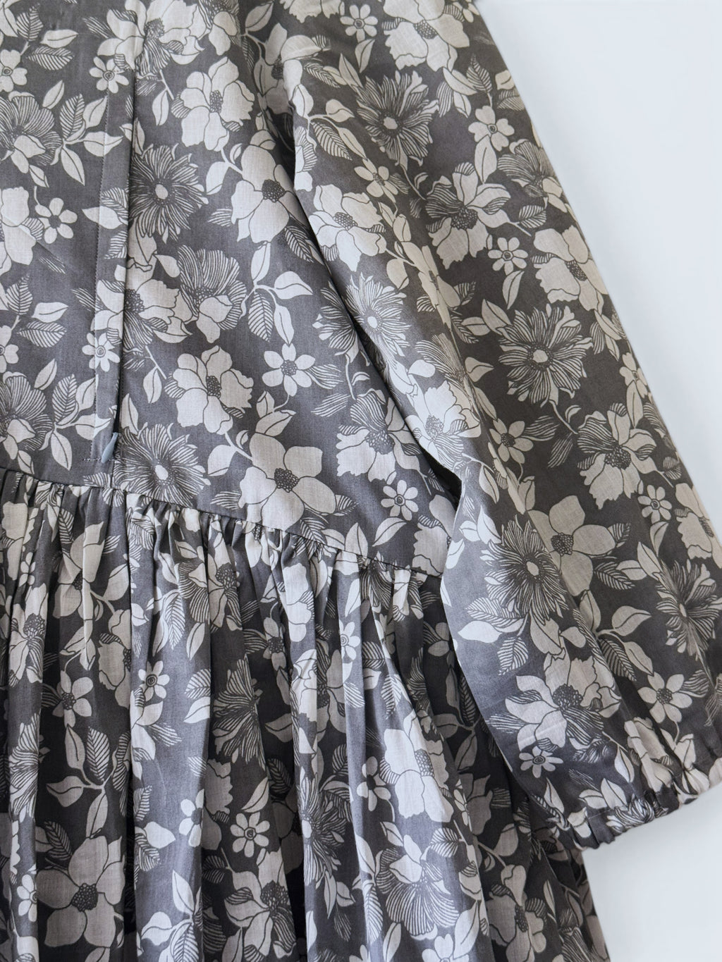 Cotton Printed Nursing & Maternity Dress with Long Puffed Sleeve