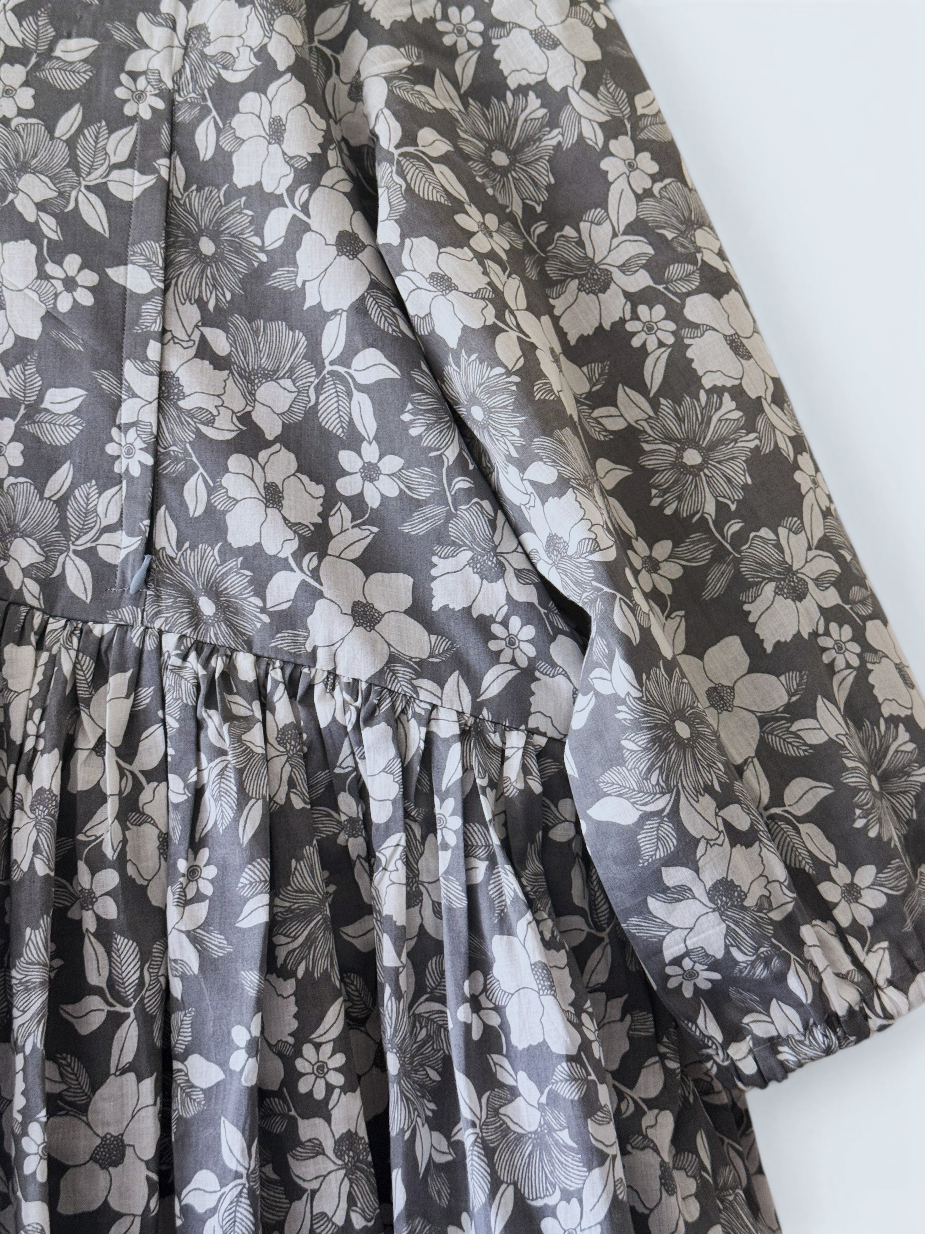 Cotton Printed Nursing & Maternity Dress with Long Puffed Sleeve