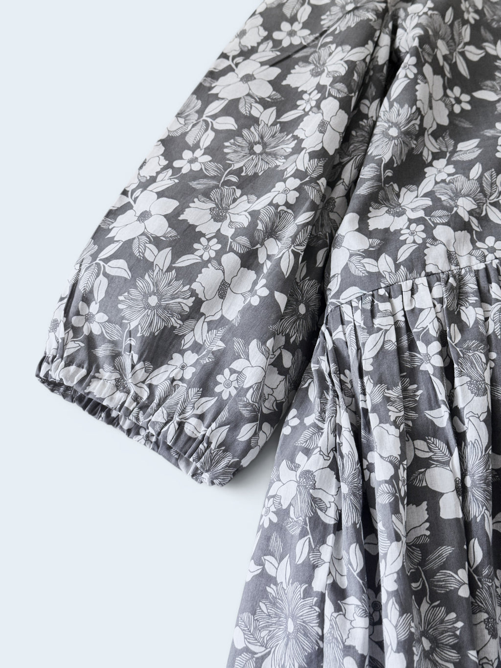 Cotton Printed Nursing & Maternity Dress with Long Puffed Sleeve