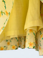 Yellow Printed Cotton Maternity / Nursing Tiered Dress
