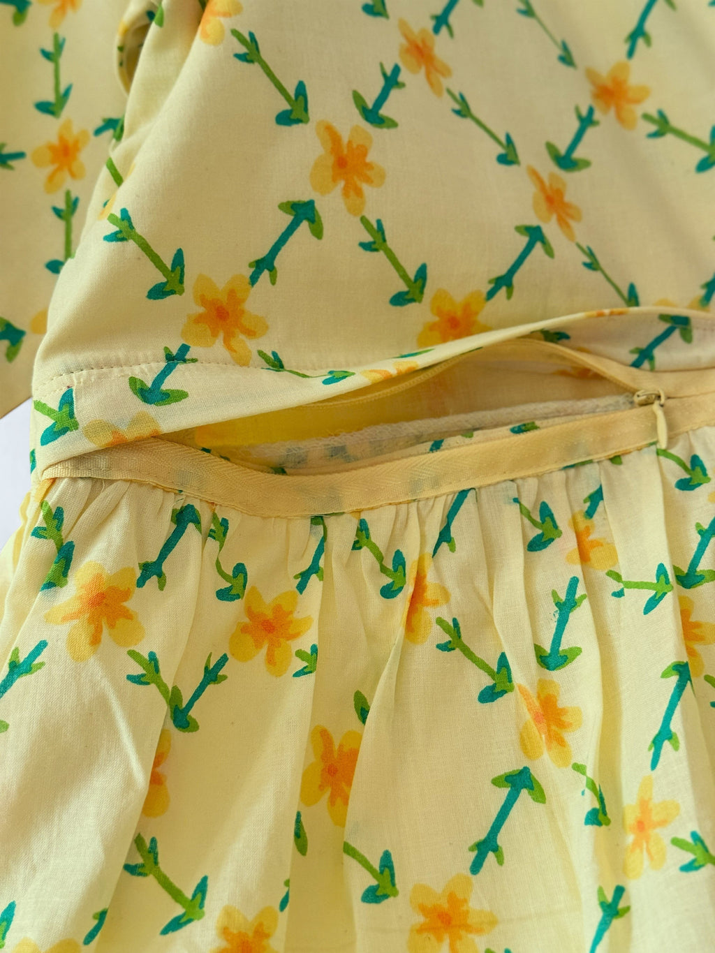 Yellow Printed Cotton Maternity / Nursing Tiered Dress