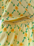 Yellow Printed Cotton Maternity / Nursing Tiered Dress