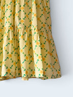 Yellow Printed Cotton Maternity / Nursing Tiered Dress