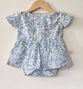 Baby Girl Blue Floral Cotton Bodysuit Dress