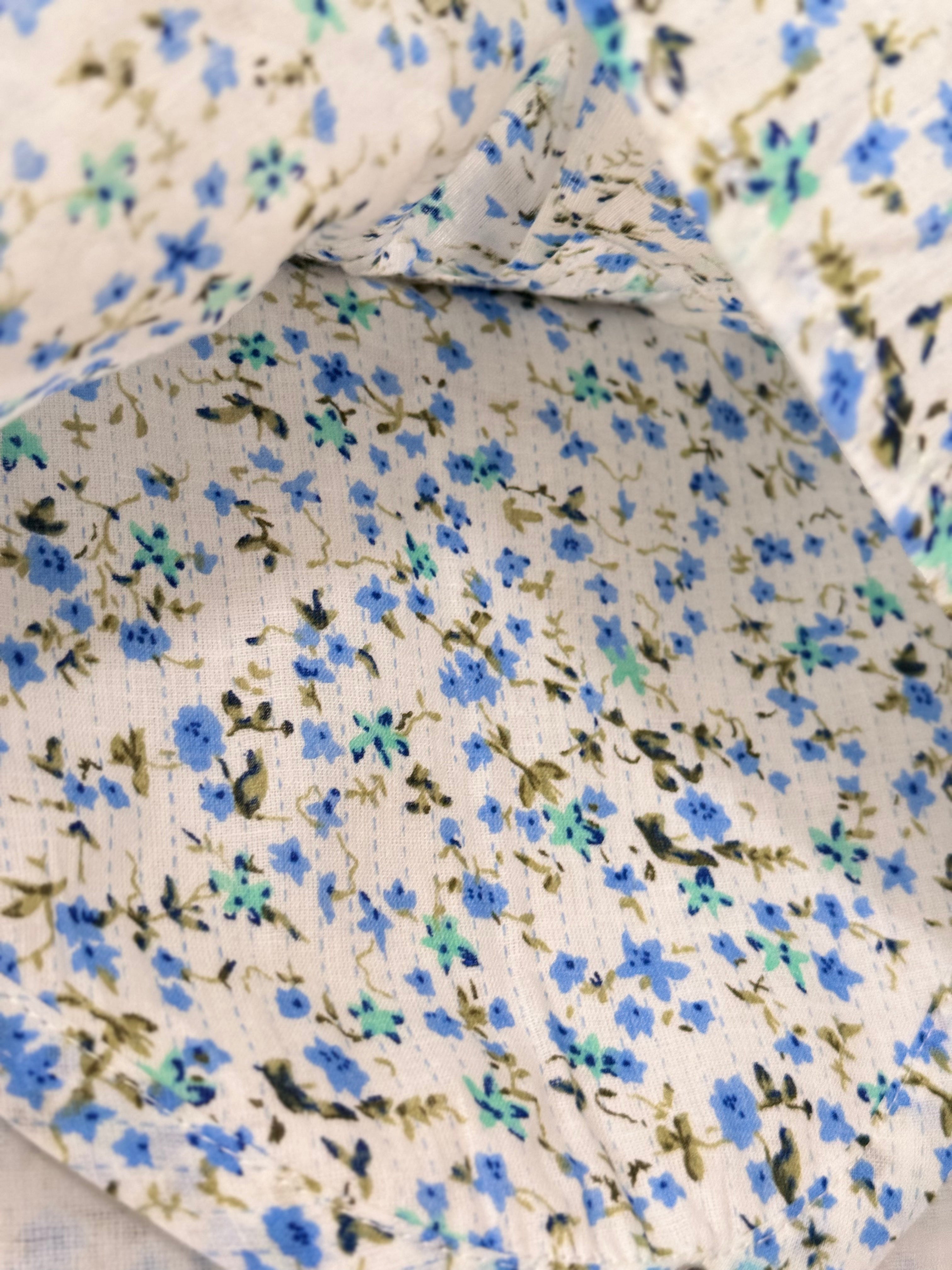Baby Girl Blue Floral Cotton Bodysuit Dress