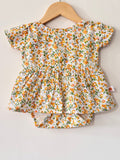 Baby Girl Yellow Cotton Floral Bodysuit Dress