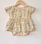 Baby Girl Yellow Cotton Floral Bodysuit Dress