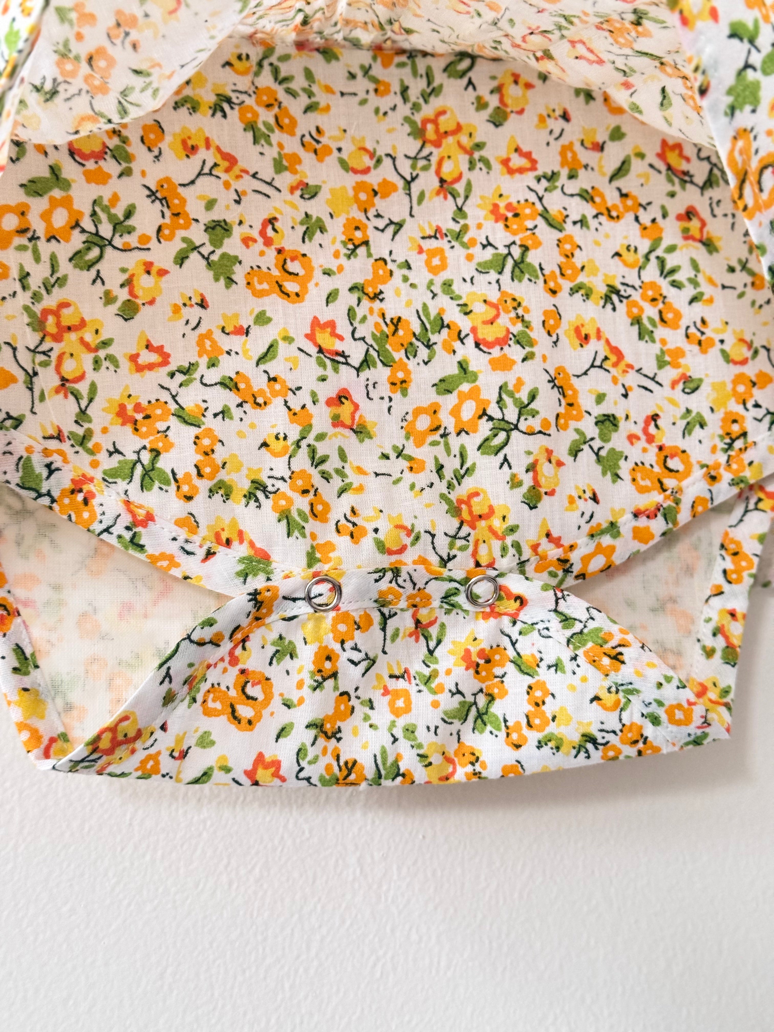 Baby Girl Yellow Cotton Floral Bodysuit Dress