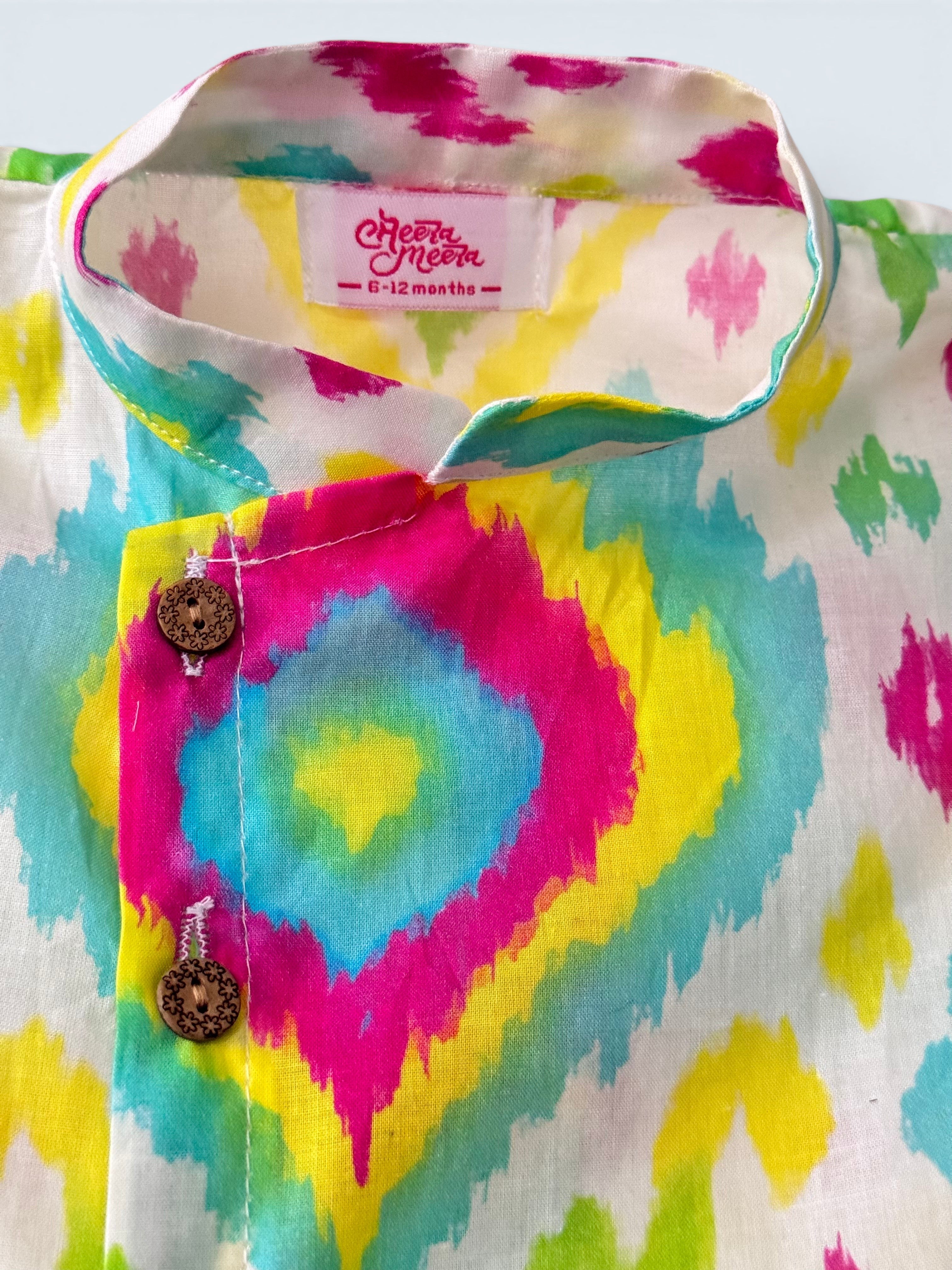 Boys Multi-Color Tie Dye Kurta Pajama Set