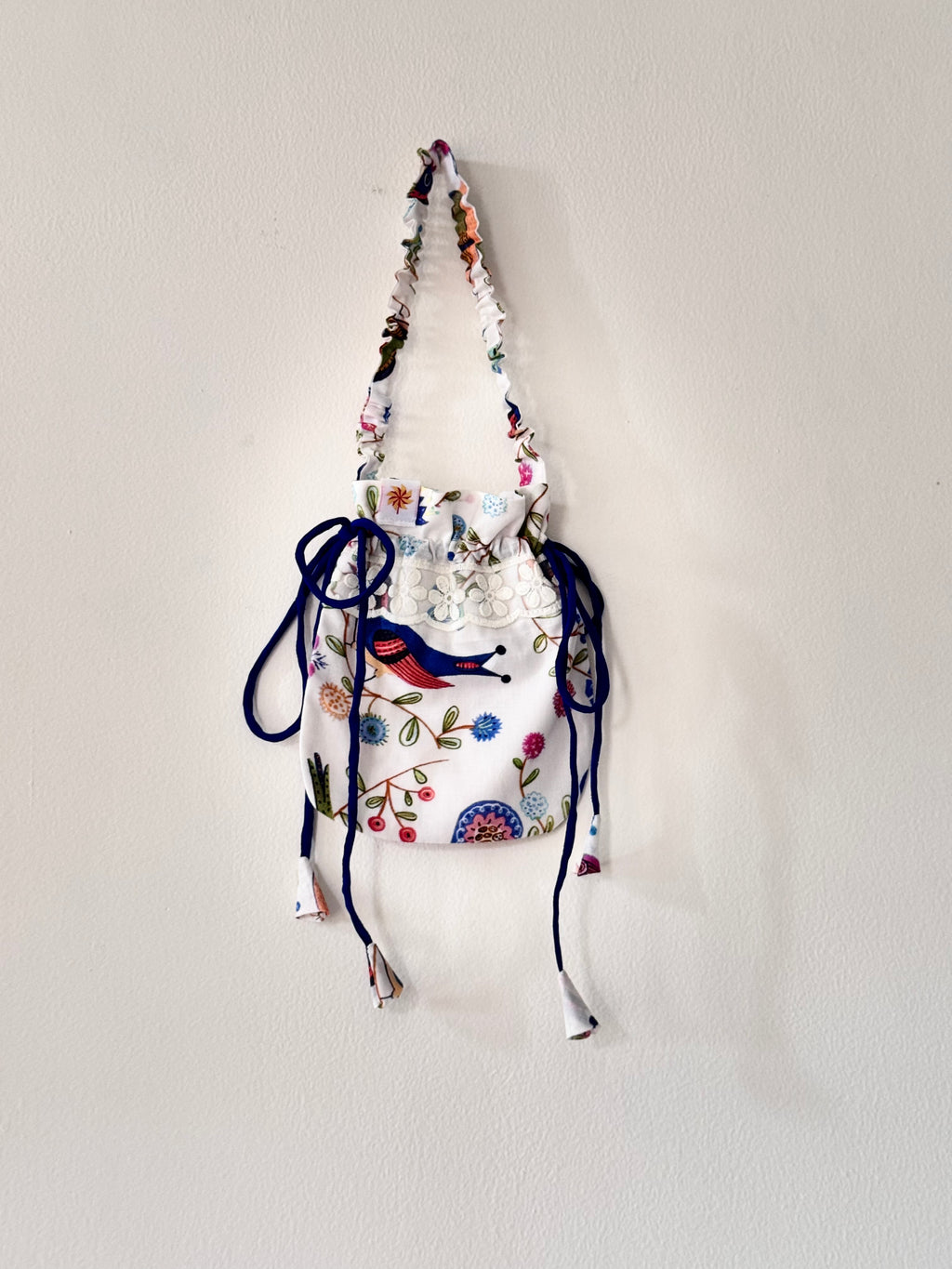 White Printed Gulabo Potli Bag