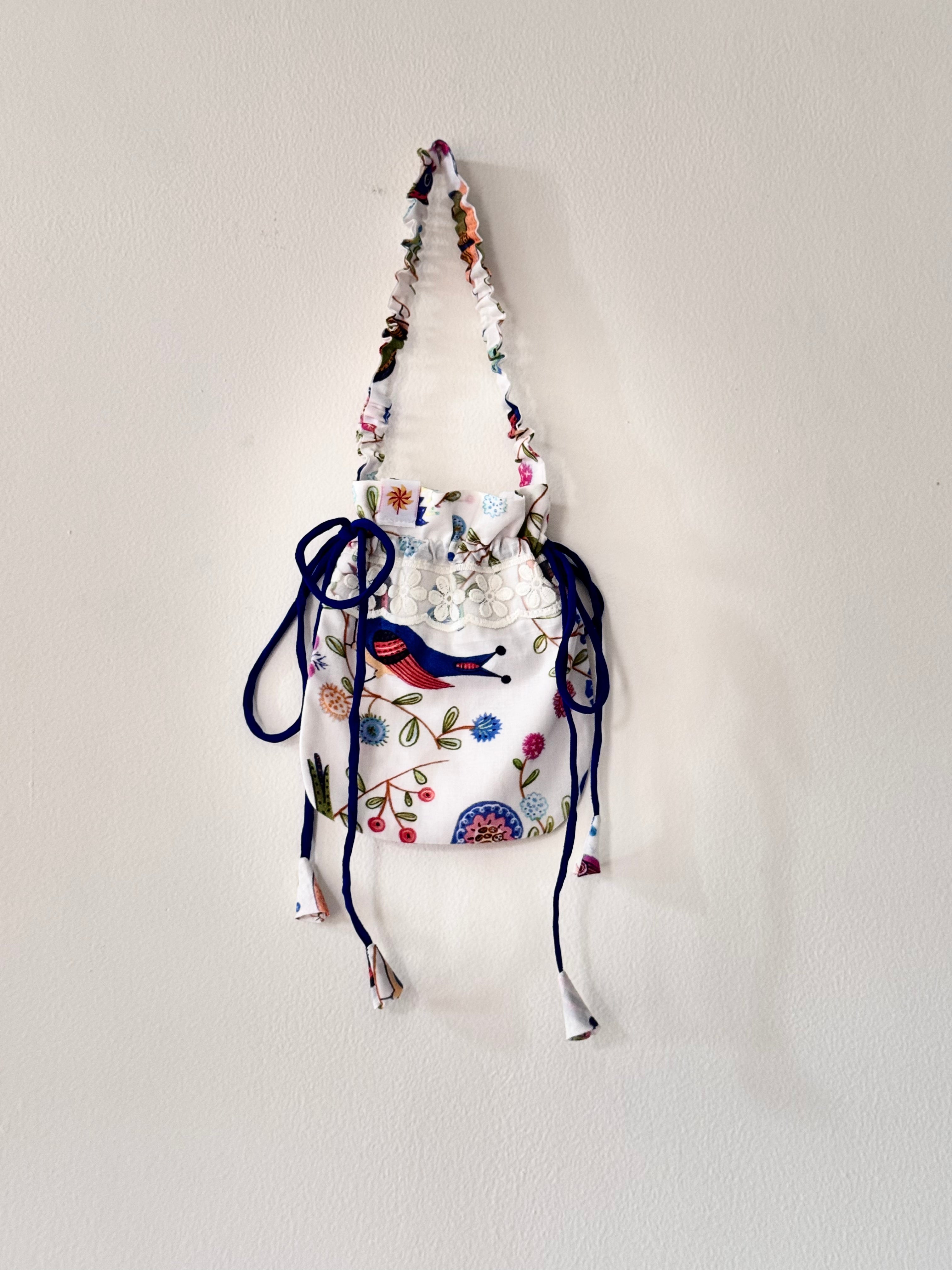 White Printed Gulabo Potli Bag