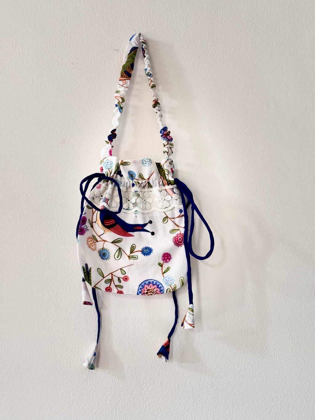 White Printed Gulabo Potli Bag