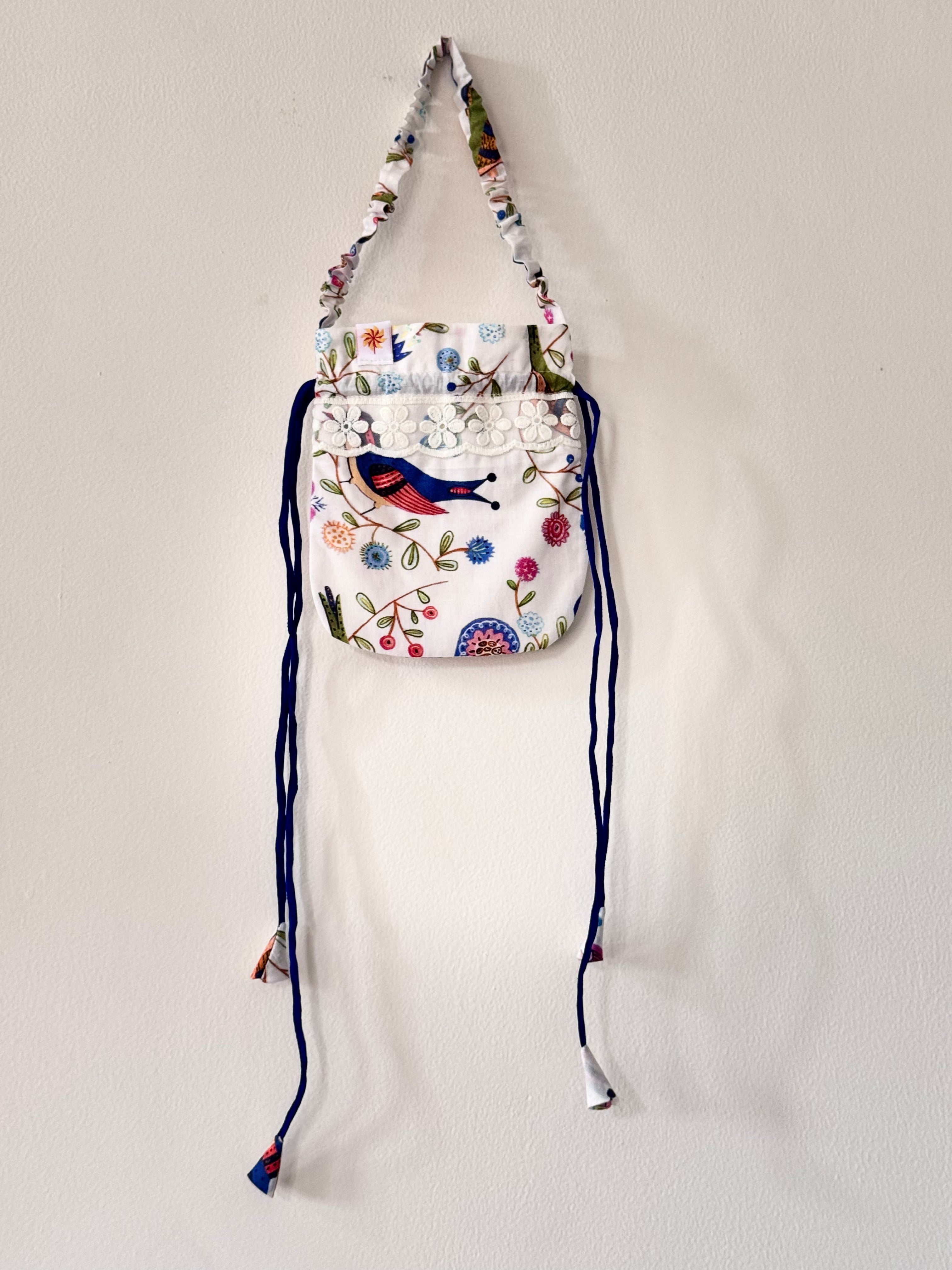 White Printed Gulabo Potli Bag