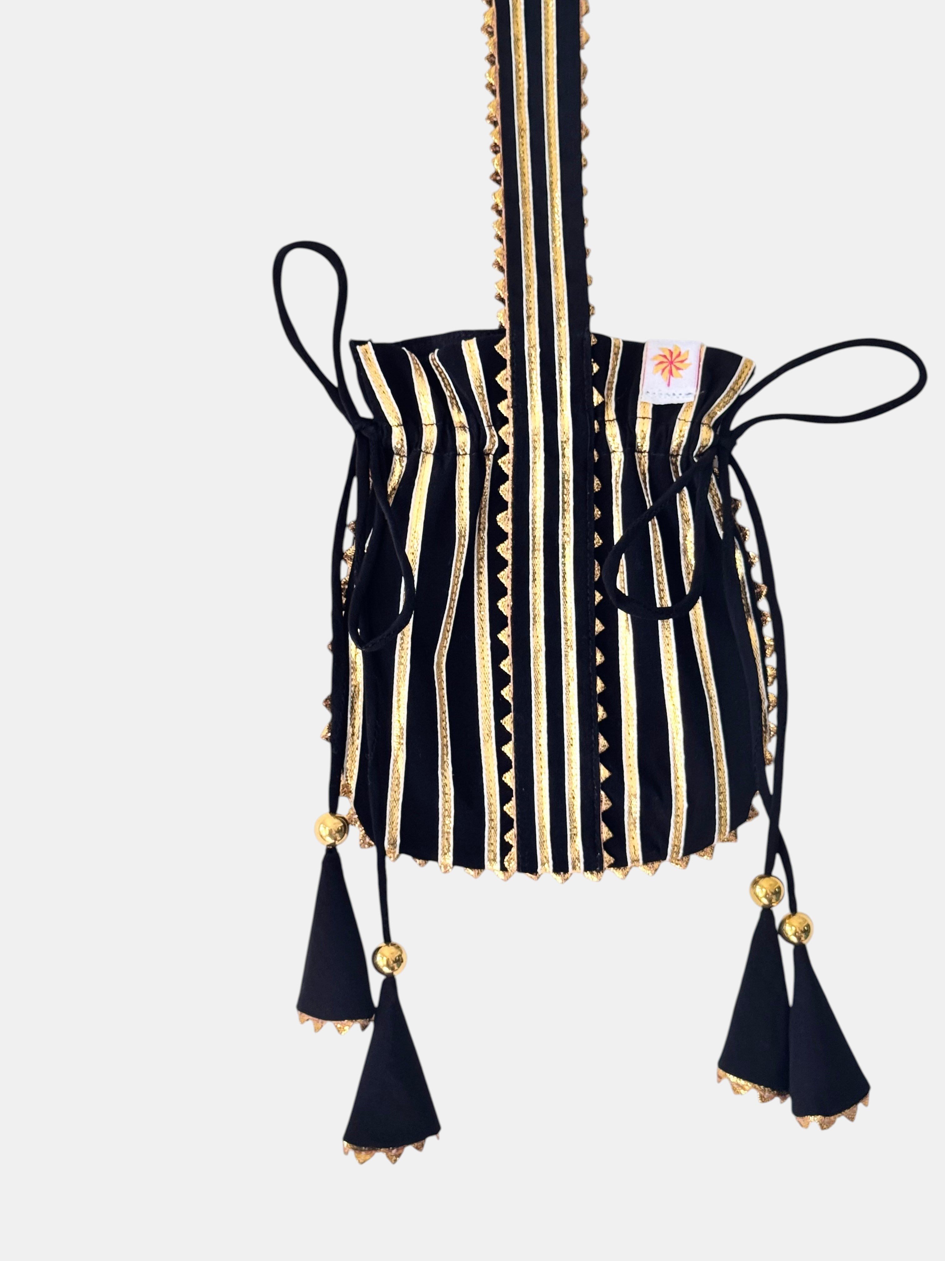 Black Gota Work Potli Bag
