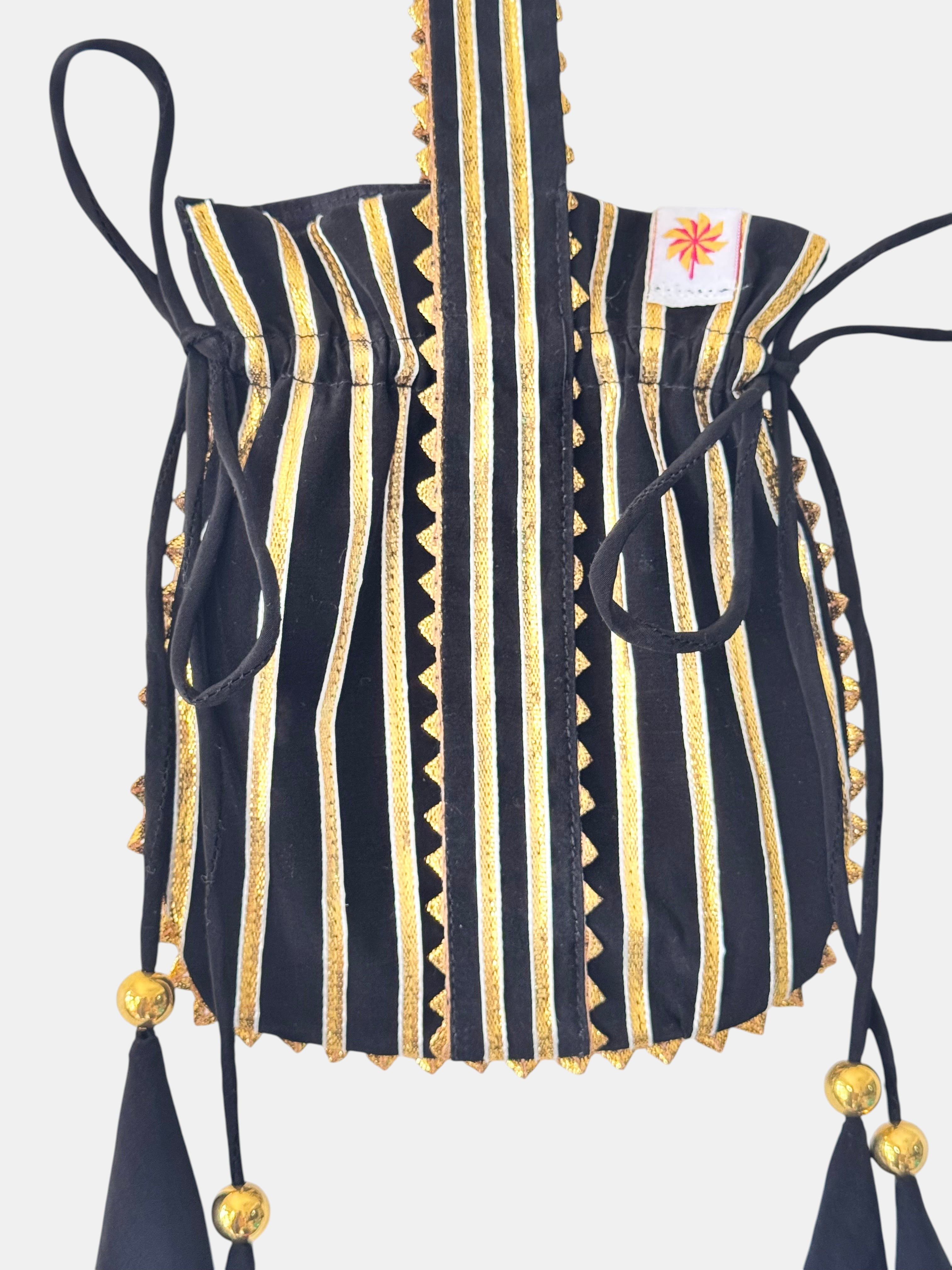 Black Gota Work Potli Bag