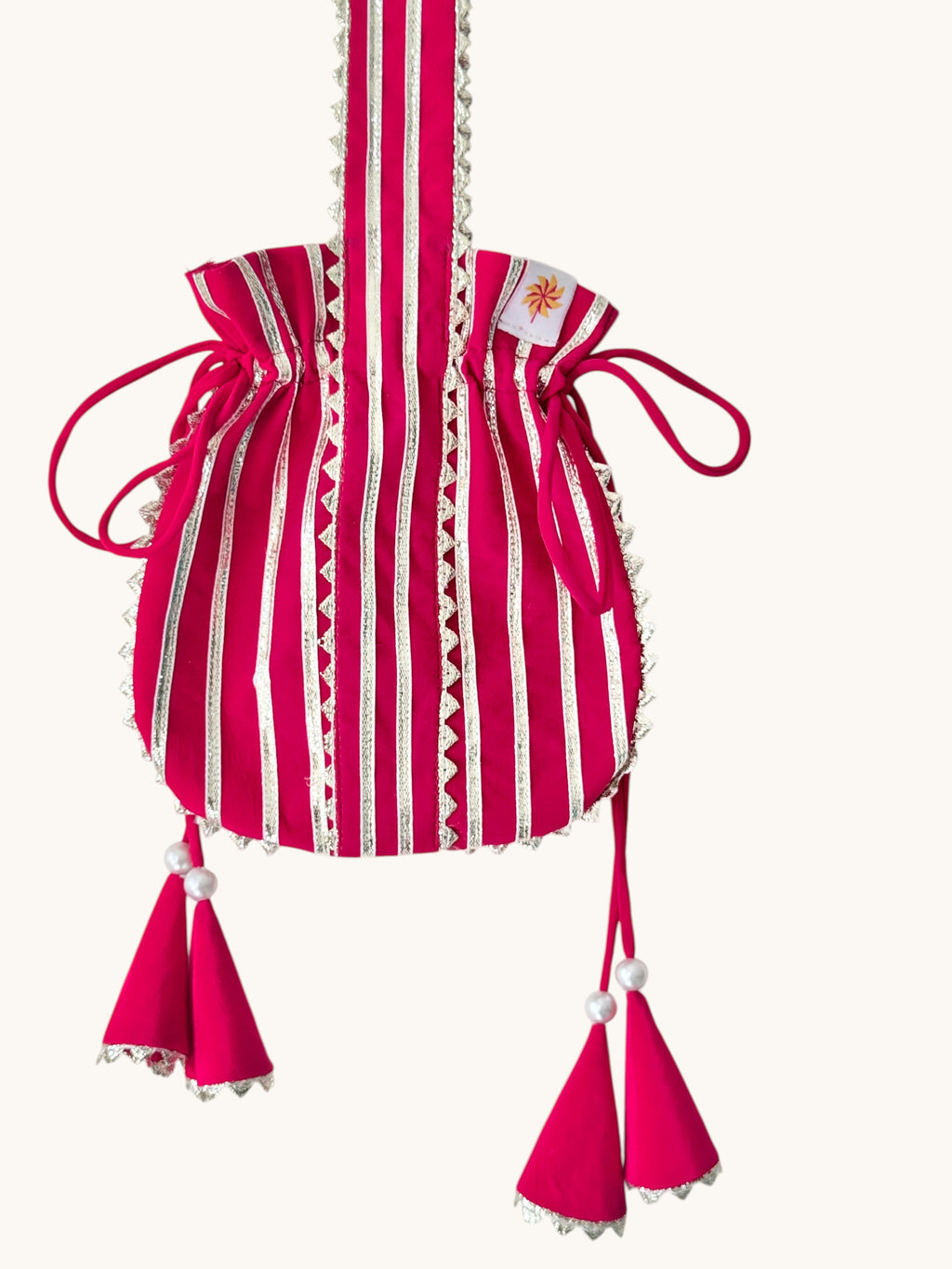 Pink Gota Work Potli Bag