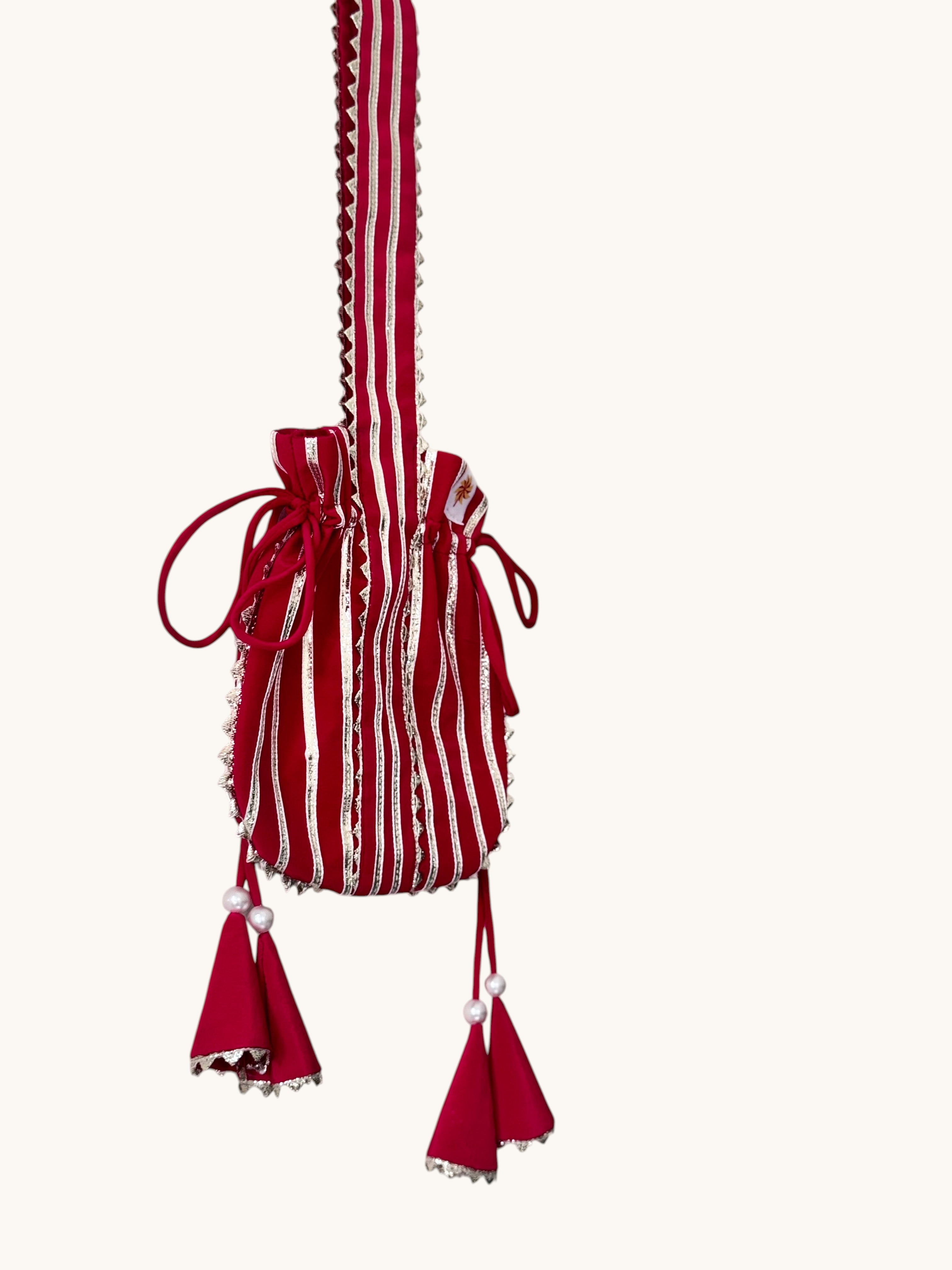 Pink Gota Work Potli Bag