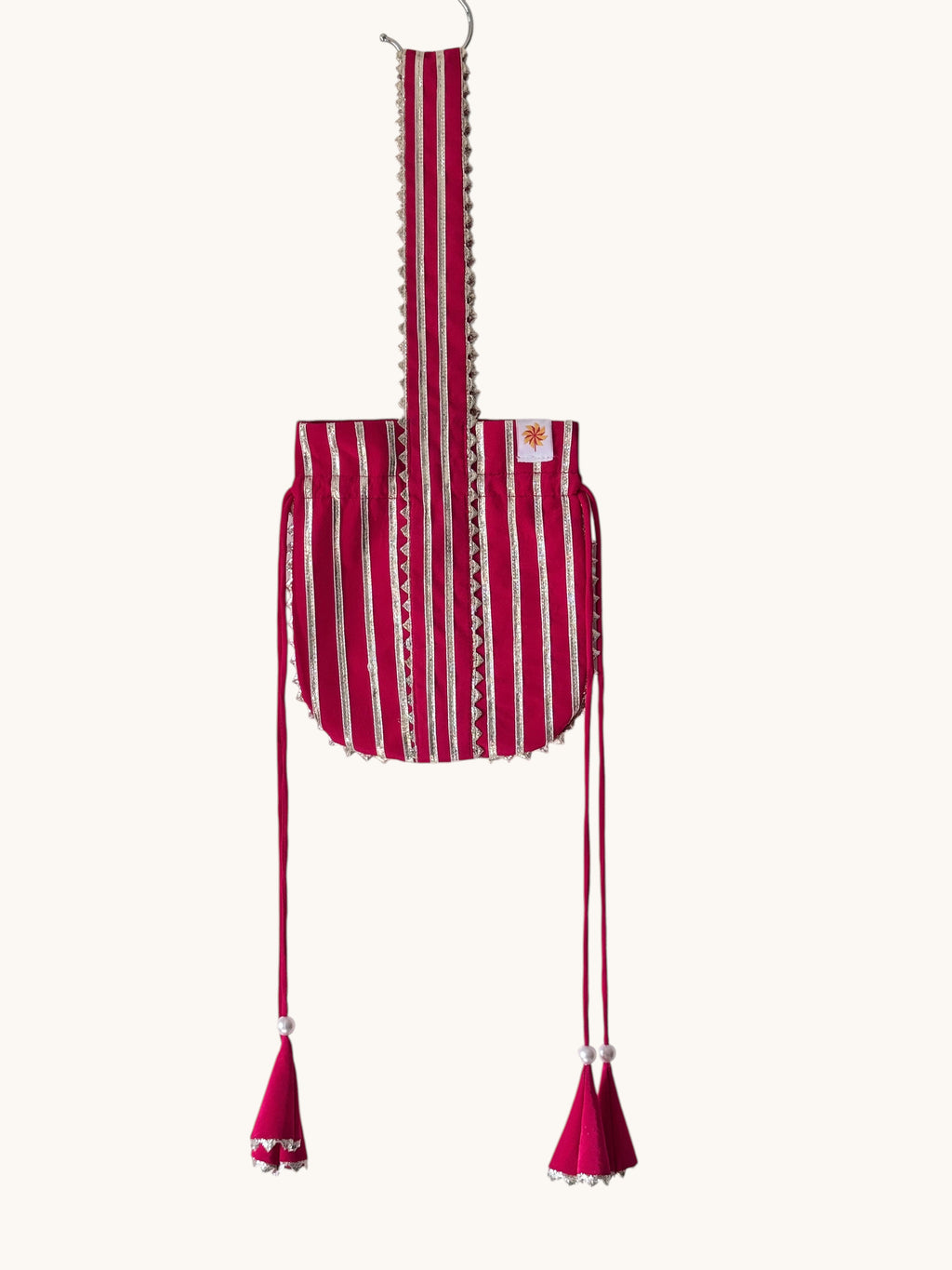 Pink Gota Work Potli Bag