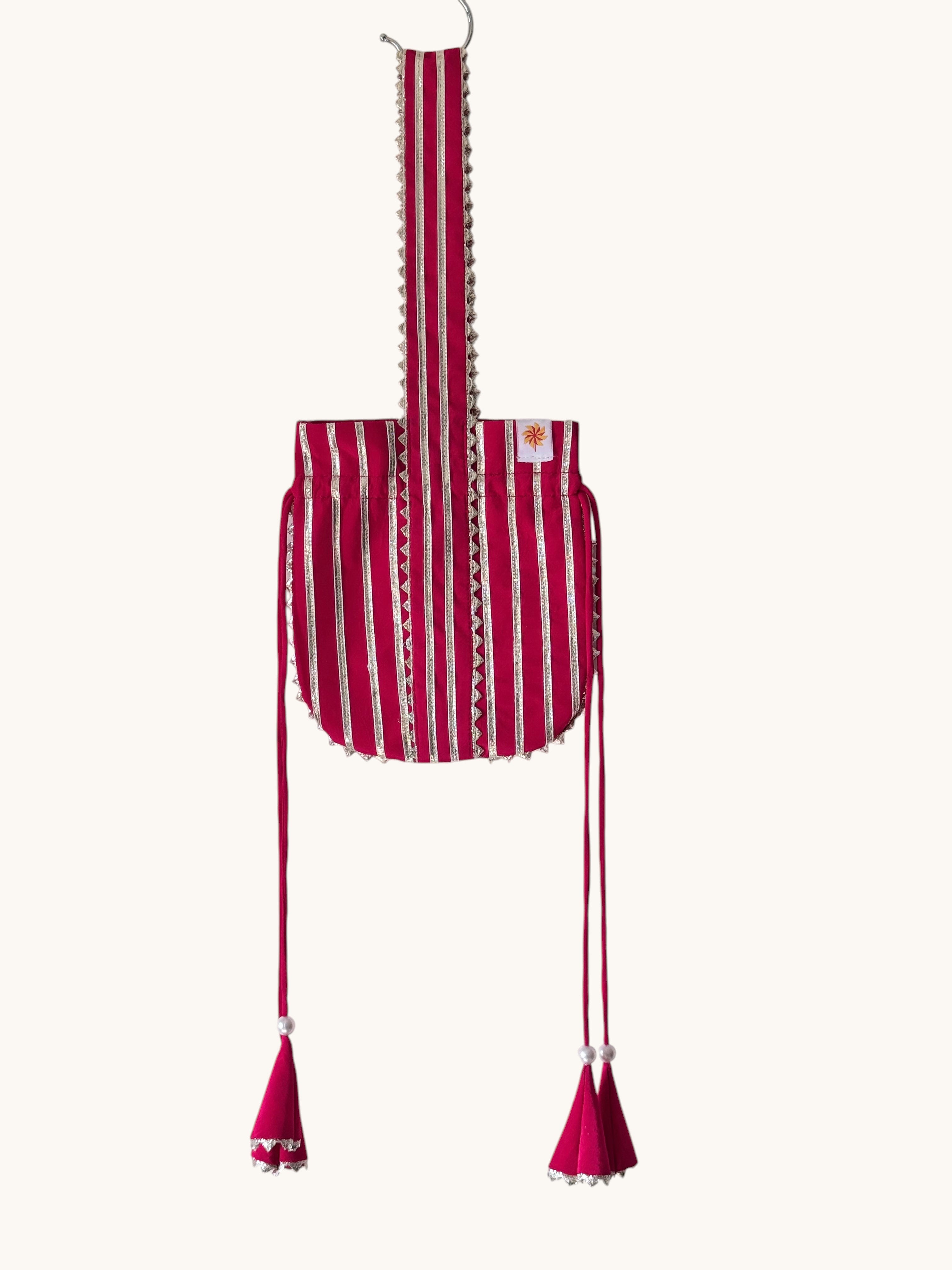 Pink Gota Work Potli Bag