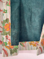 Boys Floral Print Kantha Stitch Style Bandi / Nehru Jacket